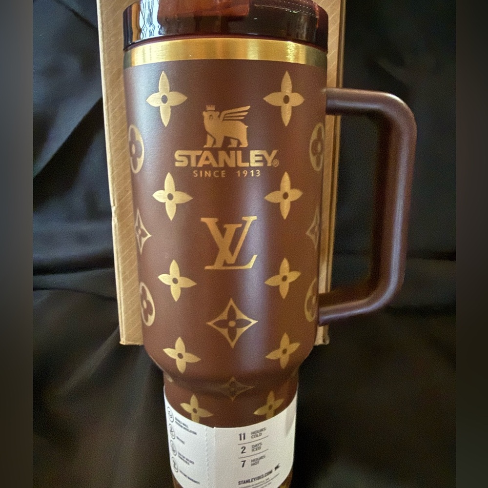 New 40oz Laser Engraved LV x Stanley Brown and Gold Travel Tumbler - Picture 2 of 6